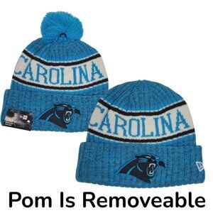 NWT New Era 2018 NFL On Field Pom Beanie - Carolina Panthers